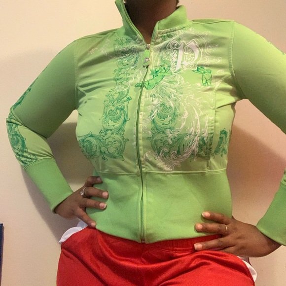 Print green bomber jacket - Picture 2 of 4